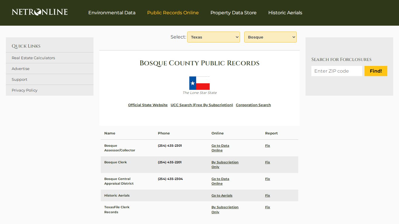Bosque County Public Records - NETROnline.com
