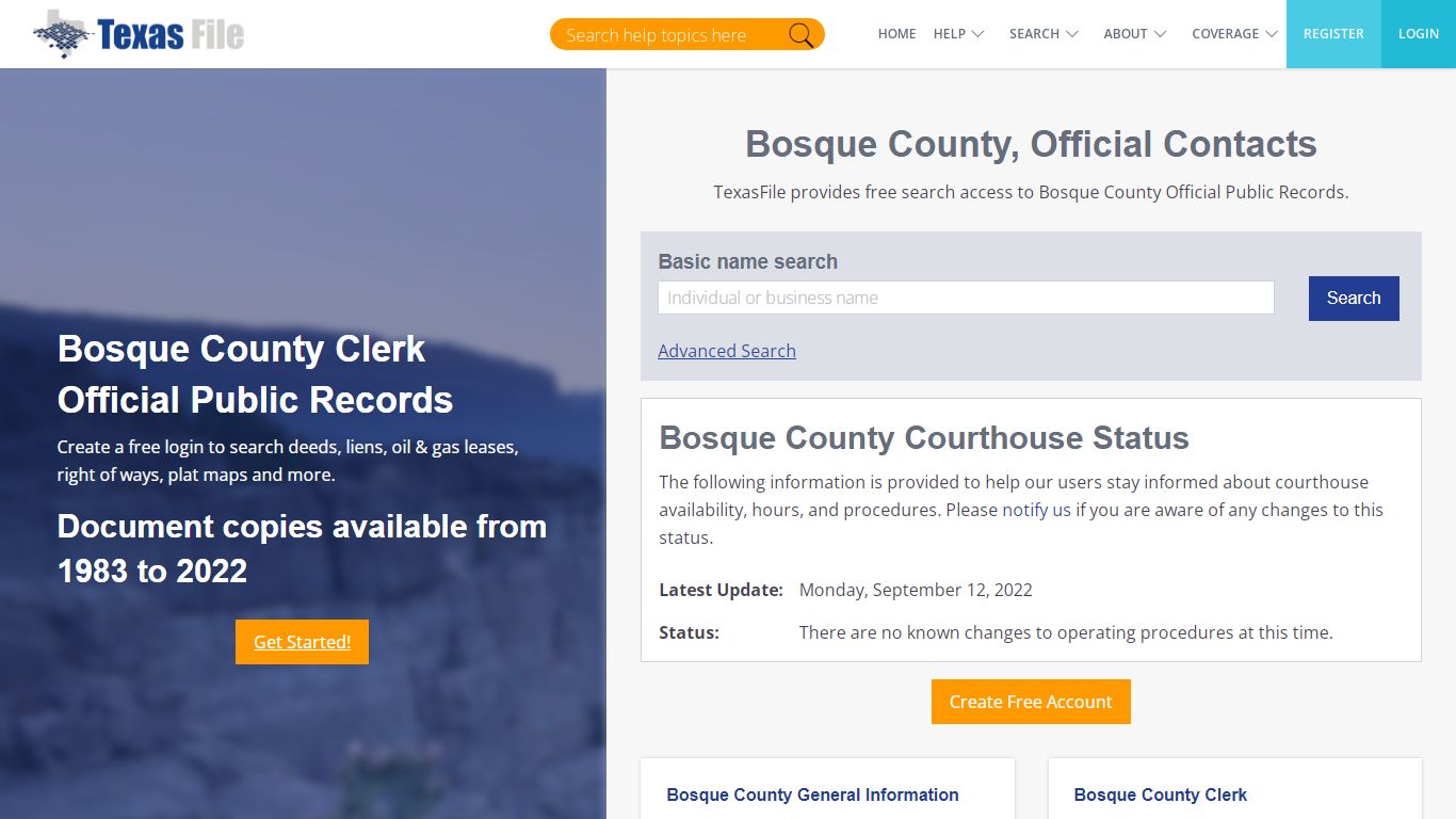 Bosque County Clerk Official Public Records | TexasFile